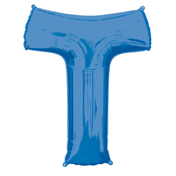 Folieballon Blauwe Letter &apos;T&apos; - Groot afbeelding