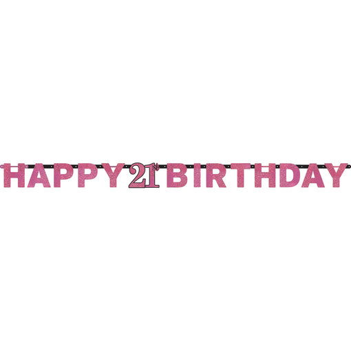 Letterbanner 21 Jaar Sparkling Roze
