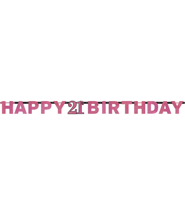 Letterbanner 21 Jaar Sparkling Roze
