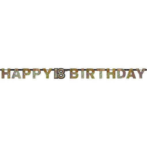 Letterbanner 18 Jaar Glitter Goud