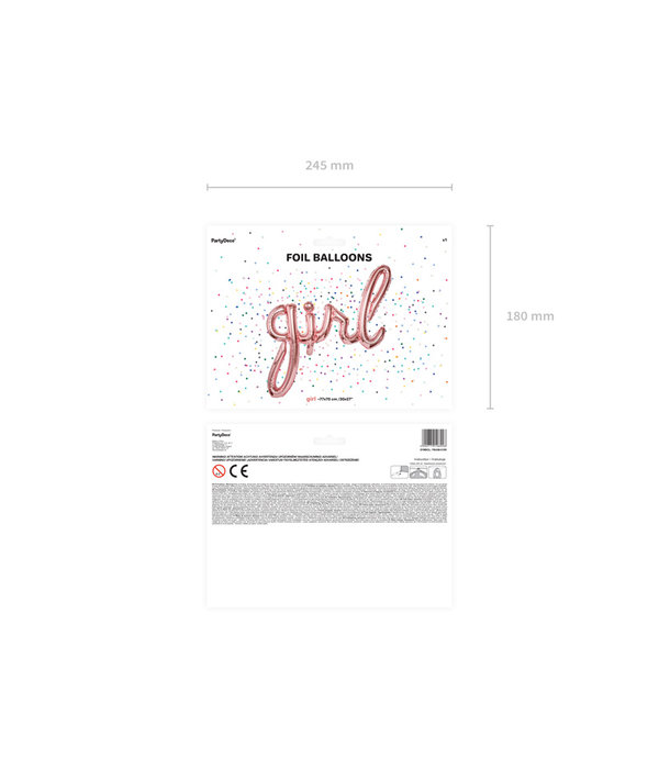 Folieballon 'Girl' Rose Goud - 77 x 70cm