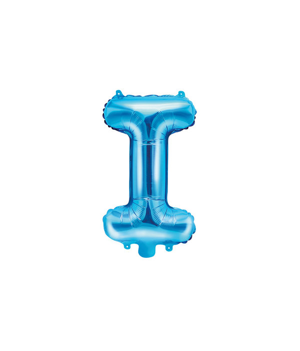 Folieballon Licht Blauw Letter 'I' - 35cm