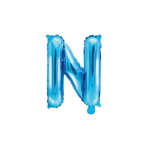 Folieballon Licht Blauw Letter 'N' - 35cm