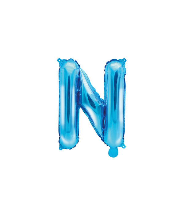 Folieballon Licht Blauw Letter 'N' - 35cm