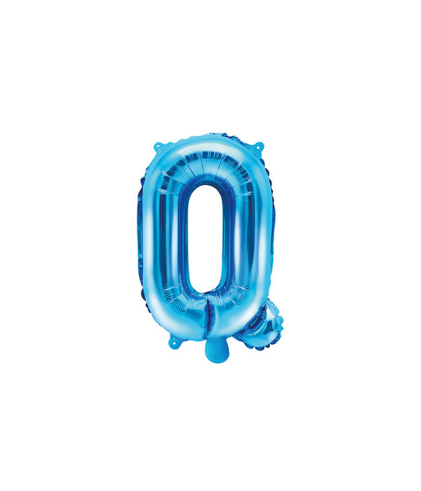 Folieballon Licht Blauw Letter 'Q' - 35cm