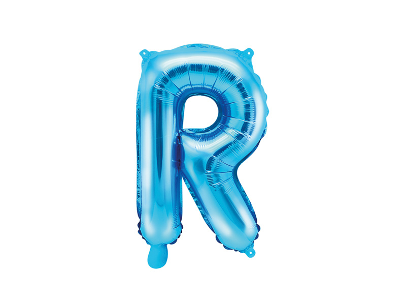 Folieballon Licht Blauw Letter 'R' - 35cm