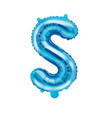 Folieballon Licht Blauw Letter 'S' - 35cm