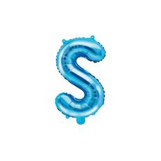 Folieballon Licht Blauw Letter 'S' - 35cm