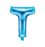 Folieballon Licht Blauw Letter 'T' - 35cm
