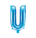 Folieballon Licht Blauw Letter 'U' - 35cm