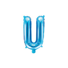Folieballon Licht Blauw Letter 'U' - 35cm