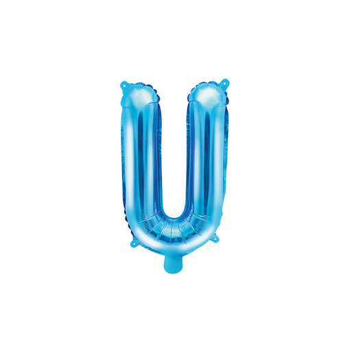 Folieballon Licht Blauw Letter 'U' - 35cm