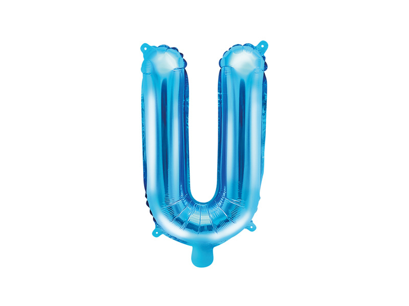 Folieballon Licht Blauw Letter 'U' - 35cm