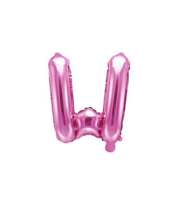 Folieballon Letter 'W' Donker Roze - 35cm
