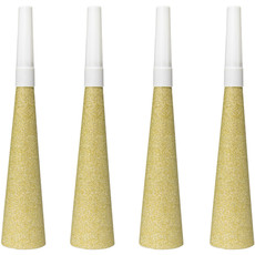 Glitter feesttoeters Goud - 4 Stuks