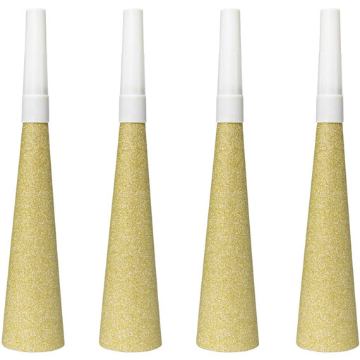 Glitter feesttoeters Goud - 4 Stuks