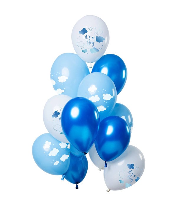Ballonnen 'It's  a Boy' Blauw Premium - 12 Stuks