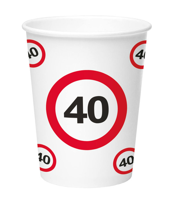 Bekers Verkeersbord 40 jaar - 8 Stuks