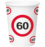 Papieren Bekers Verkeersbord 60 Jaar - 8 Stuks