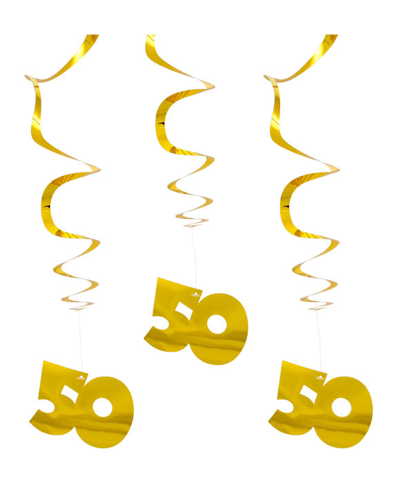 50 Jaar Hangdecoratie Goud Set - 3 Stuks