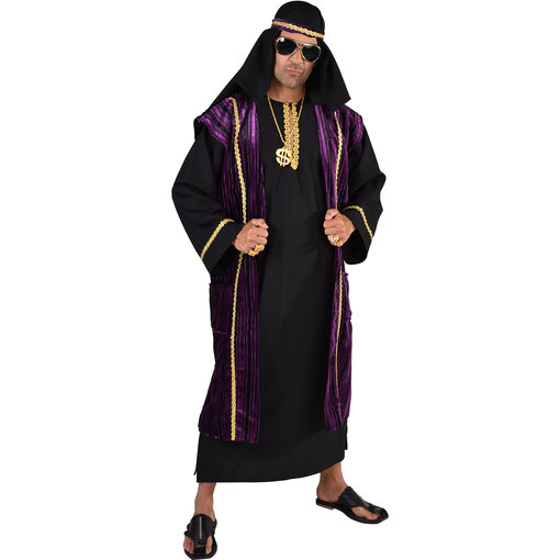 Zwart/Paars Sjeik kostuum deluxe