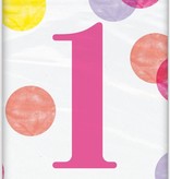 Tafelkleed 1 Jaar Verjaardag Stippen Roze