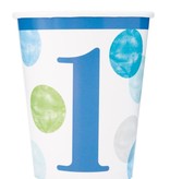 Partybekers 1 Jaar Verjaardag Stippen Blauw