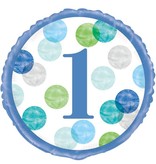 Folieballon 1 Jaar Verjaardag Stippen Blauw