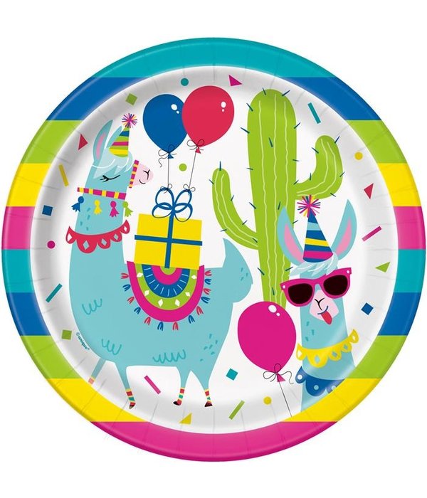 Verjaardagsbordjes Lama - 8 stuks