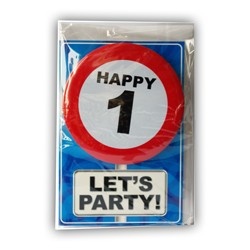 Happy Age Kaart - 1 jaar - Let&apos;s Party