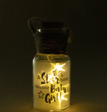 Glazen lichtgevende pot 'Baby girl'