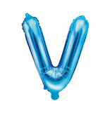 Folieballon Licht Blauw Letter 'V' - 35cm