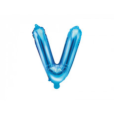 Folieballon Licht Blauw Letter 'V' - 35cm