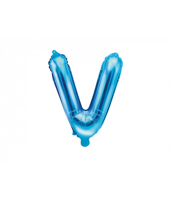 Folieballon Licht Blauw Letter 'V' - 35cm