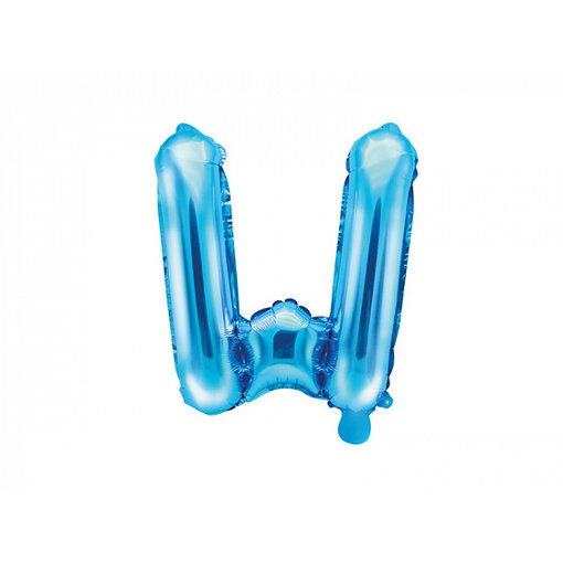 Folieballon Licht Blauw Letter 'W' - 35cm