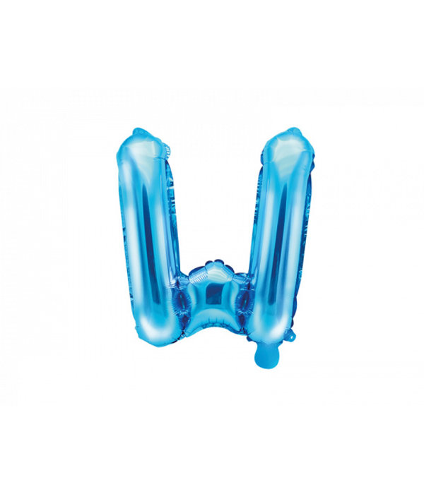 Folieballon Licht Blauw Letter 'W' - 35cm