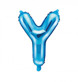 Folieballon Licht Blauw Letter 'Y' - 35cm