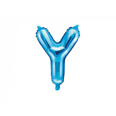 Folieballon Licht Blauw Letter 'Y' - 35cm
