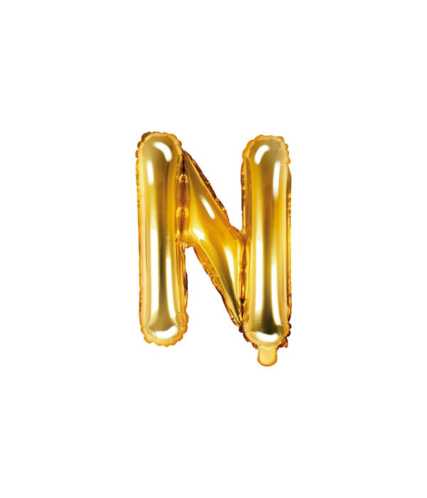Folieballon Goud Letter 'N' - 35cm