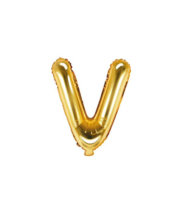Folieballon Goud Letter 'V' - 35cm