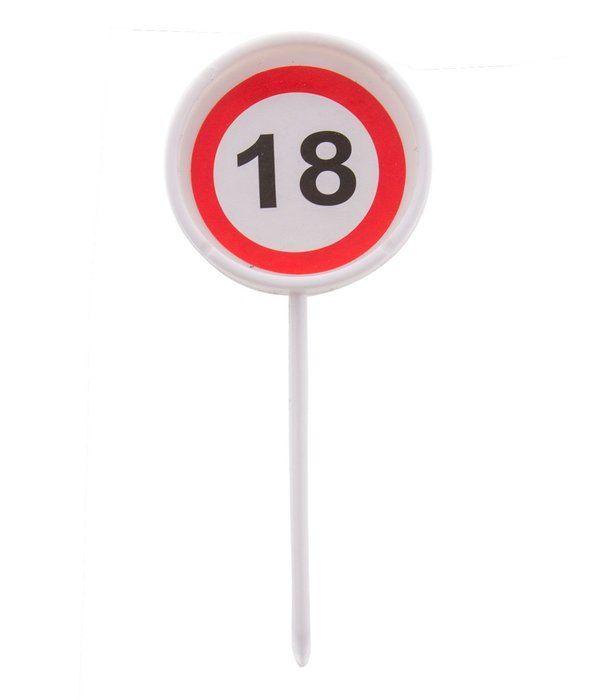 12 herbruikbare coctailprikkers verkeersbord 18 jaar