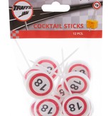 12 herbruikbare coctailprikkers verkeersbord 18 jaar