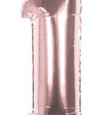 Folieballon '1' Roségoud groot