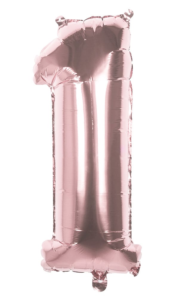 Folieballon &apos;1&apos; Roségoud groot afbeelding