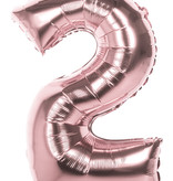 Folieballon '2' Roségoud groot