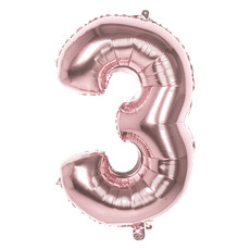 Folieballon '3' Roségoud groot