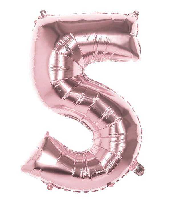 Folieballon '5' Roségoud groot