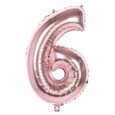 Folieballon '6' Roségoud groot