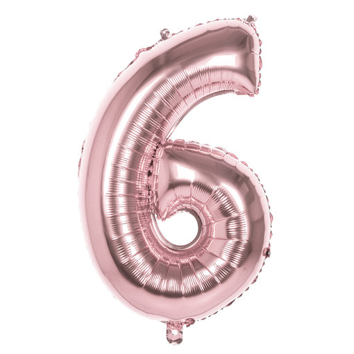 Folieballon '6' Roségoud groot