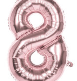Folieballon '8' Roségoud groot